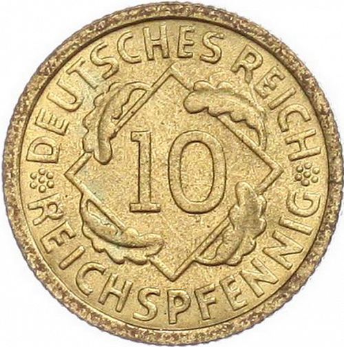 10 Pfenning Obverse Image minted in GERMANY in 1930G (1924-38 - Weimar Republic - Reichsmark)  - The Coin Database
