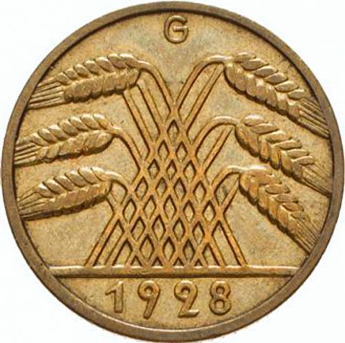 10 Pfenning Reverse Image minted in GERMANY in 1928G (1924-38 - Weimar Republic - Reichsmark)  - The Coin Database