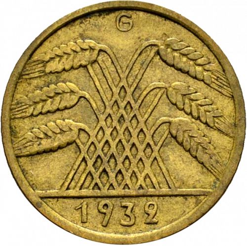 10 Pfenning Reverse Image minted in GERMANY in 1932G (1924-38 - Weimar Republic - Reichsmark)  - The Coin Database