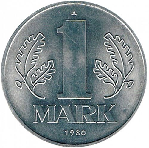 1 Mark Obverse Image minted in GERMANY in 1980A (1949-90 - Democratic Republic)  - The Coin Database