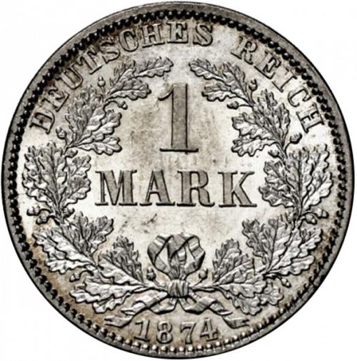 1 Mark Obverse Image minted in GERMANY in 1874A (1871-18 - Empire)  - The Coin Database