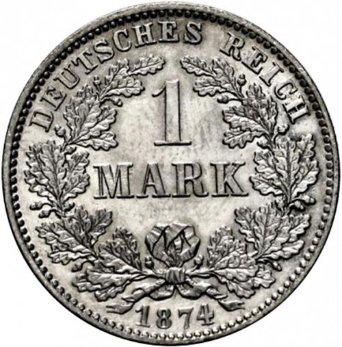 1 Mark Obverse Image minted in GERMANY in 1874D (1871-18 - Empire)  - The Coin Database