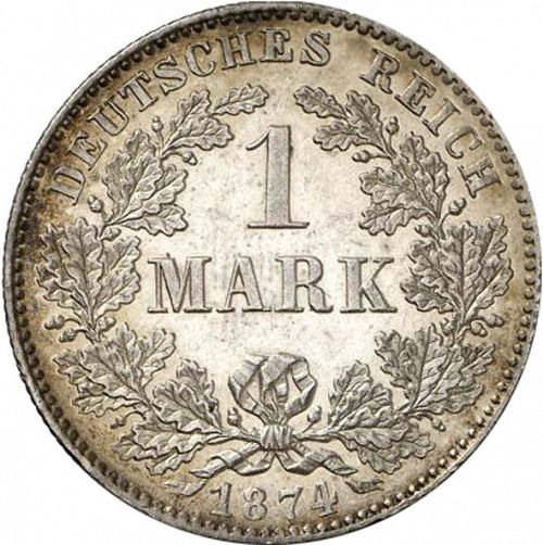 1 Mark Obverse Image minted in GERMANY in 1874E (1871-18 - Empire)  - The Coin Database