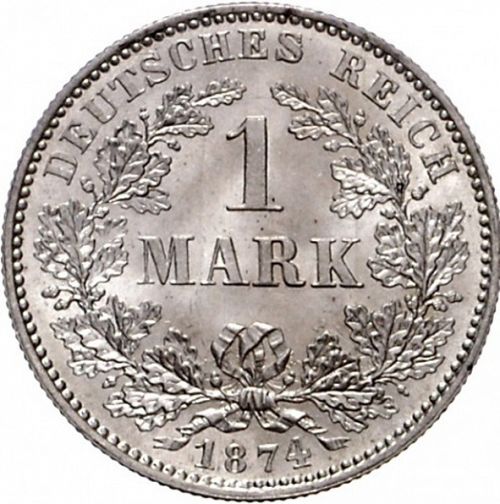 1 Mark Obverse Image minted in GERMANY in 1874F (1871-18 - Empire)  - The Coin Database