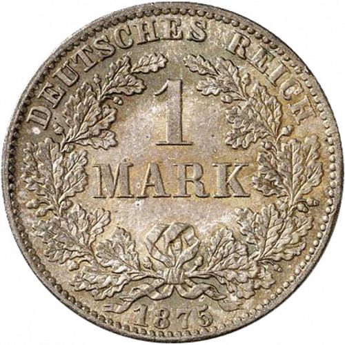 1 Mark Obverse Image minted in GERMANY in 1875B (1871-18 - Empire)  - The Coin Database