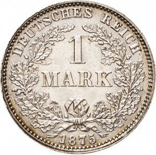 1 Mark Obverse Image minted in GERMANY in 1875J (1871-18 - Empire)  - The Coin Database