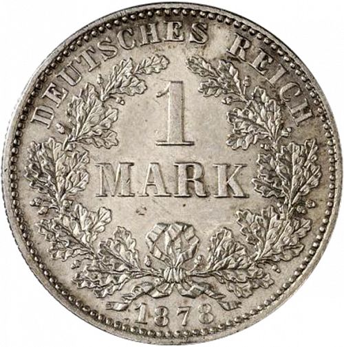 1 Mark Obverse Image minted in GERMANY in 1878F (1871-18 - Empire)  - The Coin Database