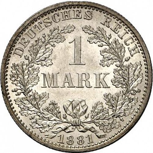 1 Mark Obverse Image minted in GERMANY in 1881A (1871-18 - Empire)  - The Coin Database