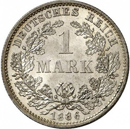 1 Mark Obverse Image minted in GERMANY in 1886D (1871-18 - Empire)  - The Coin Database