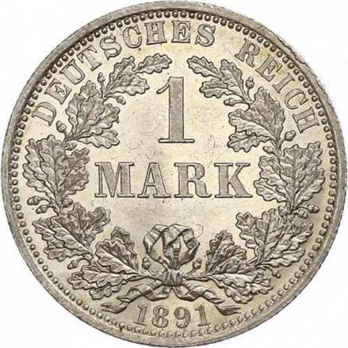 1 Mark Obverse Image minted in GERMANY in 1891A (1871-18 - Empire)  - The Coin Database