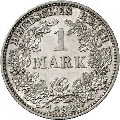 1 Mark Obverse Image minted in GERMANY in 1892E (1871-18 - Empire)  - The Coin Database