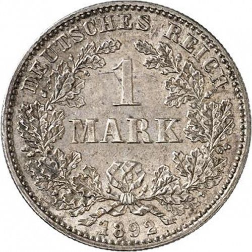 1 Mark Obverse Image minted in GERMANY in 1892J (1871-18 - Empire)  - The Coin Database