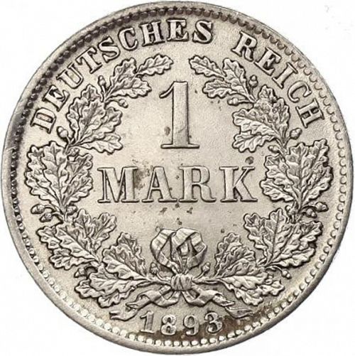 1 Mark Obverse Image minted in GERMANY in 1893D (1871-18 - Empire)  - The Coin Database