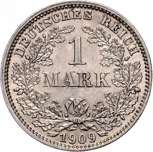 1 Mark Obverse Image minted in GERMANY in 1909E (1871-18 - Empire)  - The Coin Database
