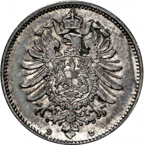 1 Mark Reverse Image minted in GERMANY in 1874D (1871-18 - Empire)  - The Coin Database