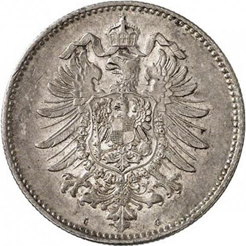 1 Mark Reverse Image minted in GERMANY in 1881G (1871-18 - Empire)  - The Coin Database