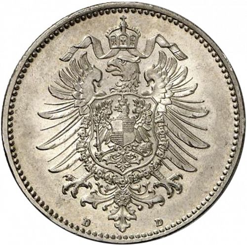 1 Mark Reverse Image minted in GERMANY in 1883D (1871-18 - Empire)  - The Coin Database