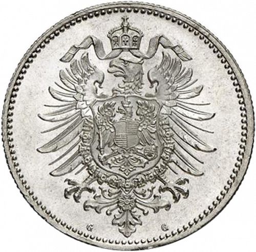 1 Mark Reverse Image minted in GERMANY in 1885G (1871-18 - Empire)  - The Coin Database