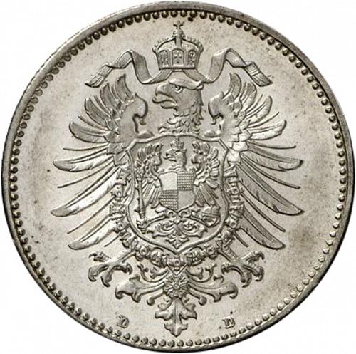 1 Mark Reverse Image minted in GERMANY in 1886D (1871-18 - Empire)  - The Coin Database