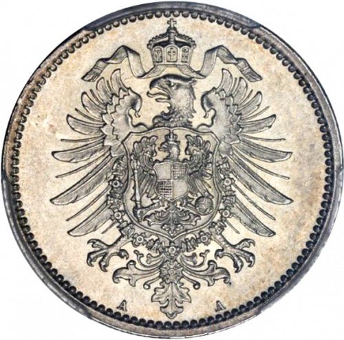 1 Mark Reverse Image minted in GERMANY in 1887A (1871-18 - Empire)  - The Coin Database