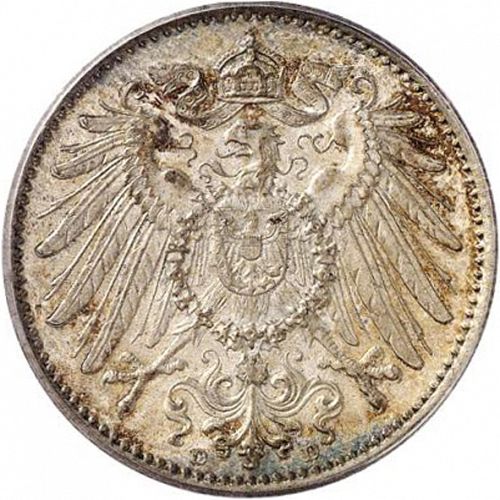 1 Mark Reverse Image minted in GERMANY in 1891D (1871-18 - Empire)  - The Coin Database