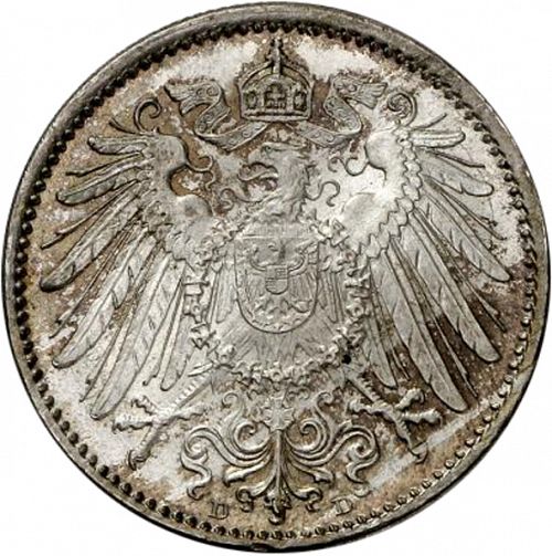 1 Mark Reverse Image minted in GERMANY in 1896D (1871-18 - Empire)  - The Coin Database