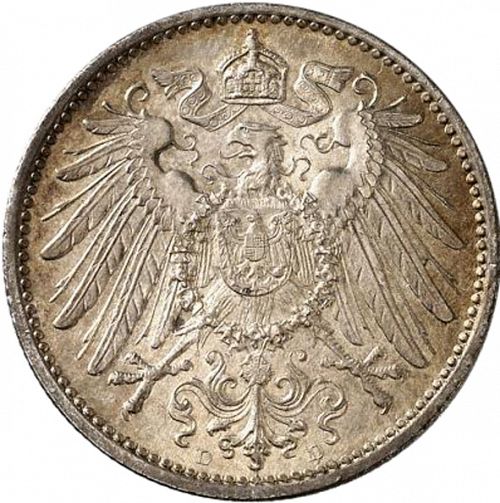1 Mark Reverse Image minted in GERMANY in 1899D (1871-18 - Empire)  - The Coin Database