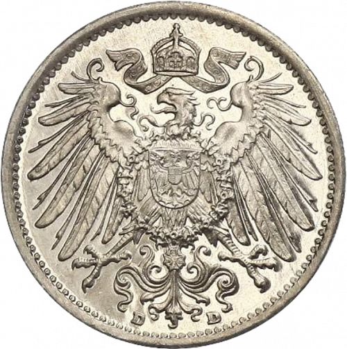 1 Mark Reverse Image minted in GERMANY in 1902D (1871-18 - Empire)  - The Coin Database