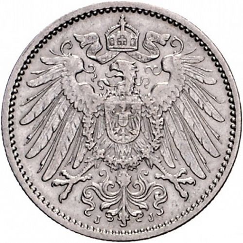 1 Mark Reverse Image minted in GERMANY in 1909J (1871-18 - Empire)  - The Coin Database