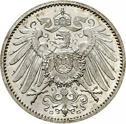 1 Mark Reverse Image minted in GERMANY in 1913G (1871-18 - Empire)  - The Coin Database