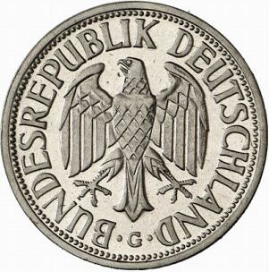 1 Mark Obverse Image minted in GERMANY in 1950G (1949-01 - Federal Republic)  - The Coin Database