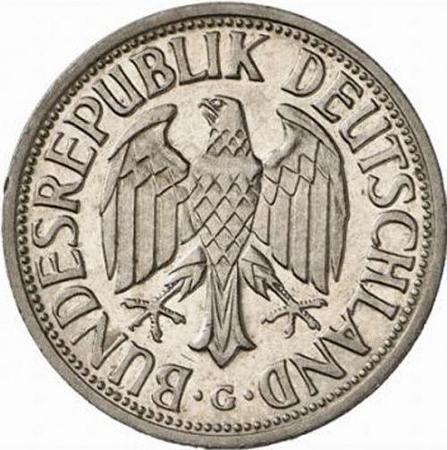 1 Mark Obverse Image minted in GERMANY in 1955G (1949-01 - Federal Republic)  - The Coin Database