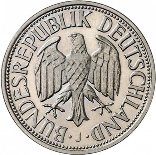 1 Mark Obverse Image minted in GERMANY in 1955J (1949-01 - Federal Republic)  - The Coin Database