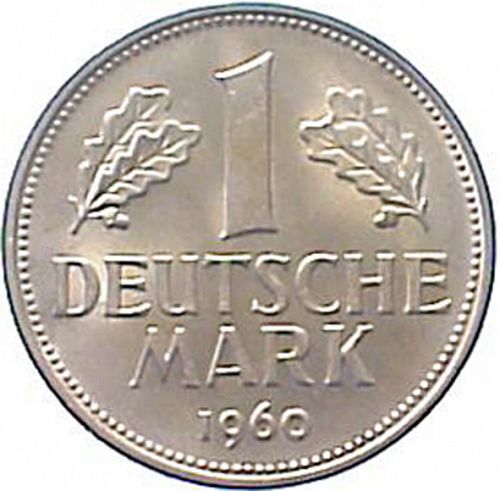 1 Mark Obverse Image minted in GERMANY in 1960F (1949-01 - Federal Republic)  - The Coin Database