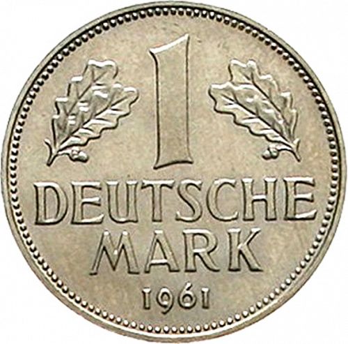 1 Mark Obverse Image minted in GERMANY in 1961J (1949-01 - Federal Republic)  - The Coin Database