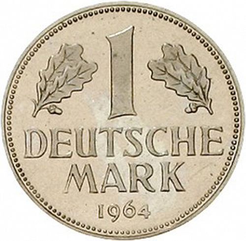 1 Mark Obverse Image minted in GERMANY in 1964G (1949-01 - Federal Republic)  - The Coin Database