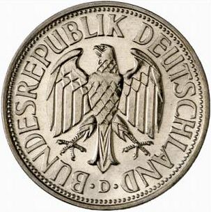 1 Mark Obverse Image minted in GERMANY in 1966D (1949-01 - Federal Republic)  - The Coin Database