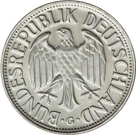1 Mark Obverse Image minted in GERMANY in 1966G (1949-01 - Federal Republic)  - The Coin Database