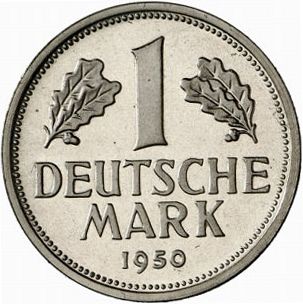 1 Mark Reverse Image minted in GERMANY in 1950G (1949-01 - Federal Republic)  - The Coin Database