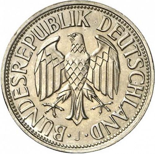 1 Mark Reverse Image minted in GERMANY in 1950J (1949-01 - Federal Republic)  - The Coin Database