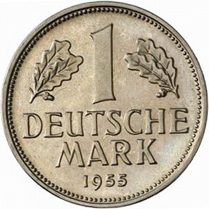 1 Mark Reverse Image minted in GERMANY in 1955F (1949-01 - Federal Republic)  - The Coin Database