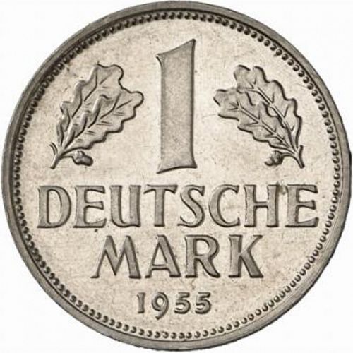 1 Mark Reverse Image minted in GERMANY in 1955G (1949-01 - Federal Republic)  - The Coin Database