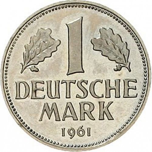 1 Mark Reverse Image minted in GERMANY in 1961G (1949-01 - Federal Republic)  - The Coin Database