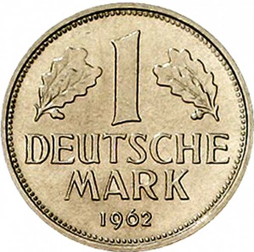 1 Mark Reverse Image minted in GERMANY in 1962F (1949-01 - Federal Republic)  - The Coin Database