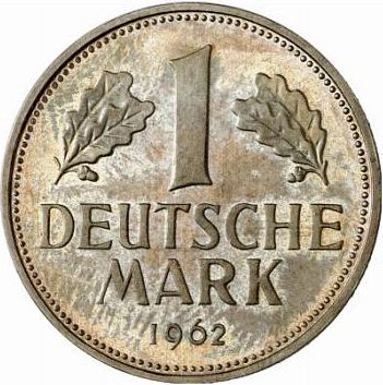 1 Mark Reverse Image minted in GERMANY in 1962G (1949-01 - Federal Republic)  - The Coin Database