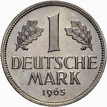 1 Mark Reverse Image minted in GERMANY in 1965G (1949-01 - Federal Republic)  - The Coin Database