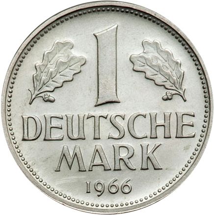 1 Mark Reverse Image minted in GERMANY in 1966G (1949-01 - Federal Republic)  - The Coin Database