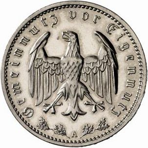 1 Reichsmark Obverse Image minted in GERMANY in 1933A (1933-45 - Thrid Reich)  - The Coin Database