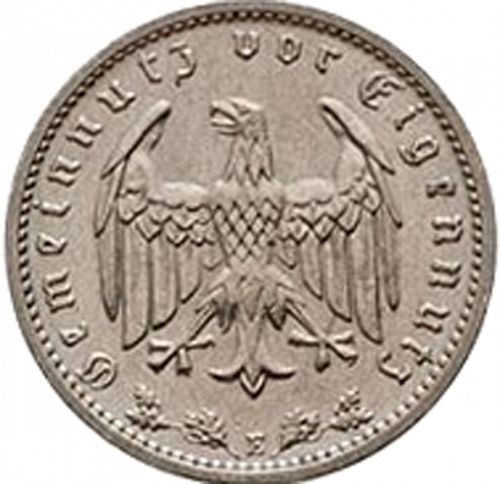 1 Reichsmark Obverse Image minted in GERMANY in 1936E (1933-45 - Thrid Reich)  - The Coin Database