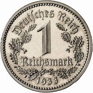1 Reichsmark Reverse Image minted in GERMANY in 1933A (1933-45 - Thrid Reich)  - The Coin Database